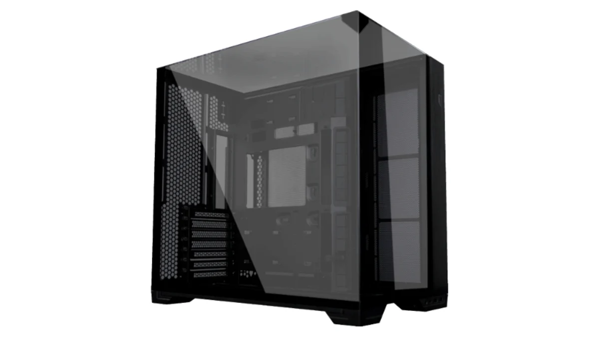 Glasskabinett som eksempel på showcase custom PC
