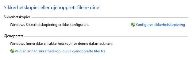 Konfigurer sikkerhetskopiering i Windows