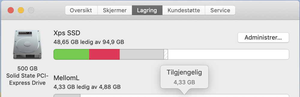 Lagringsoversikt på iMac