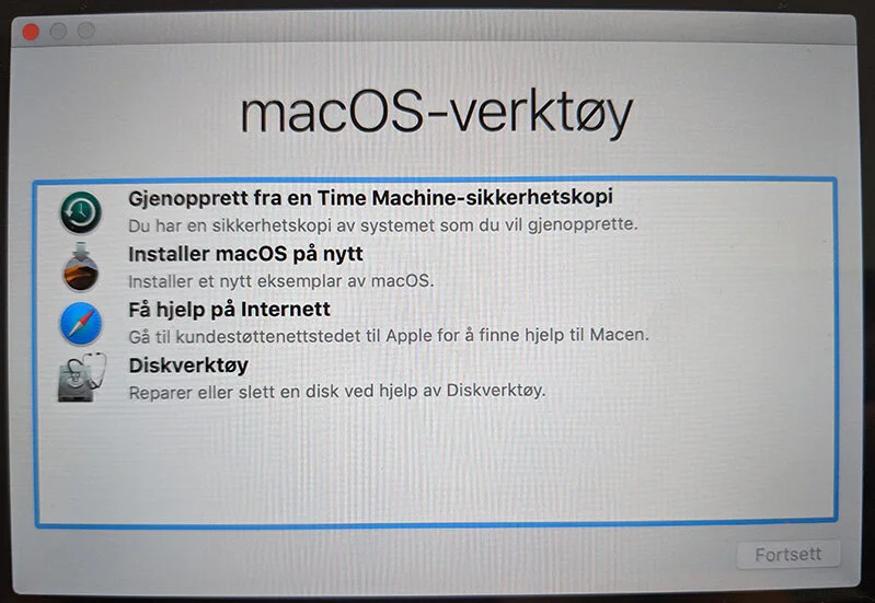 macOS-gjenoppretting på en Mac