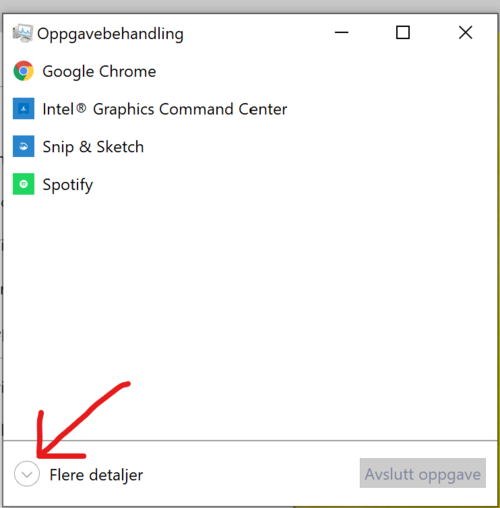 Knappen Flere detaljer i Oppgavebehandling